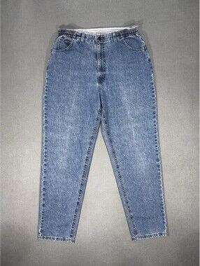 Women’s Vintage Lee Mom Jeans Elastic Waist High Rise Tapered Denim 14